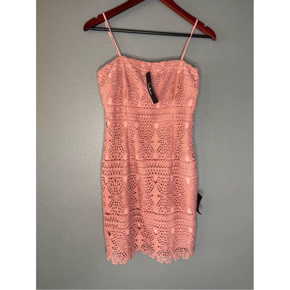 Lulus Pink Crochet Lace Sheath Dress Womens S Homecoming Wedding Guest NWT